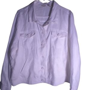 Linden Hill 100% Linen White Womens Shirt. Button Front Pockets Long Sleeve